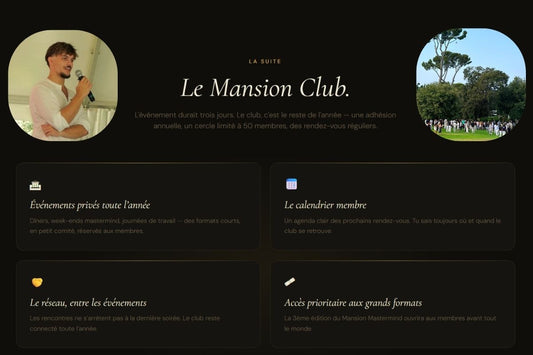 Ethan Duvin et The Mansion Club, un club d’entrepreneurs dédié au réseau, aux rencontres et aux opportunités business.