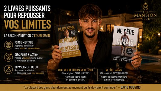 Ethan Duvin recommande les livres Plus rien ne pourra me blesser et Ne cède jamais de David Goggins pour développer sa discipline et repousser ses limites.